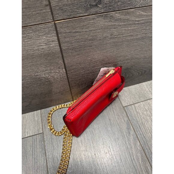 COACH Signature leather crossbody phone Red bag chain - Picture 6 of 13